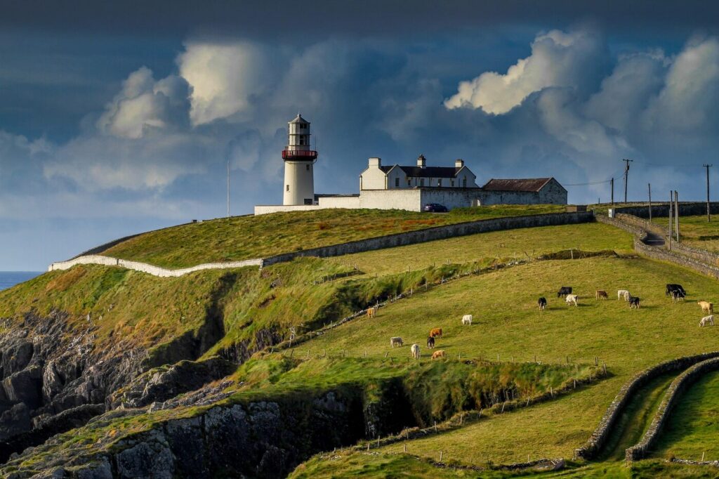 Rural Irish landscape with lighthouse Regional Broadband rural coverage